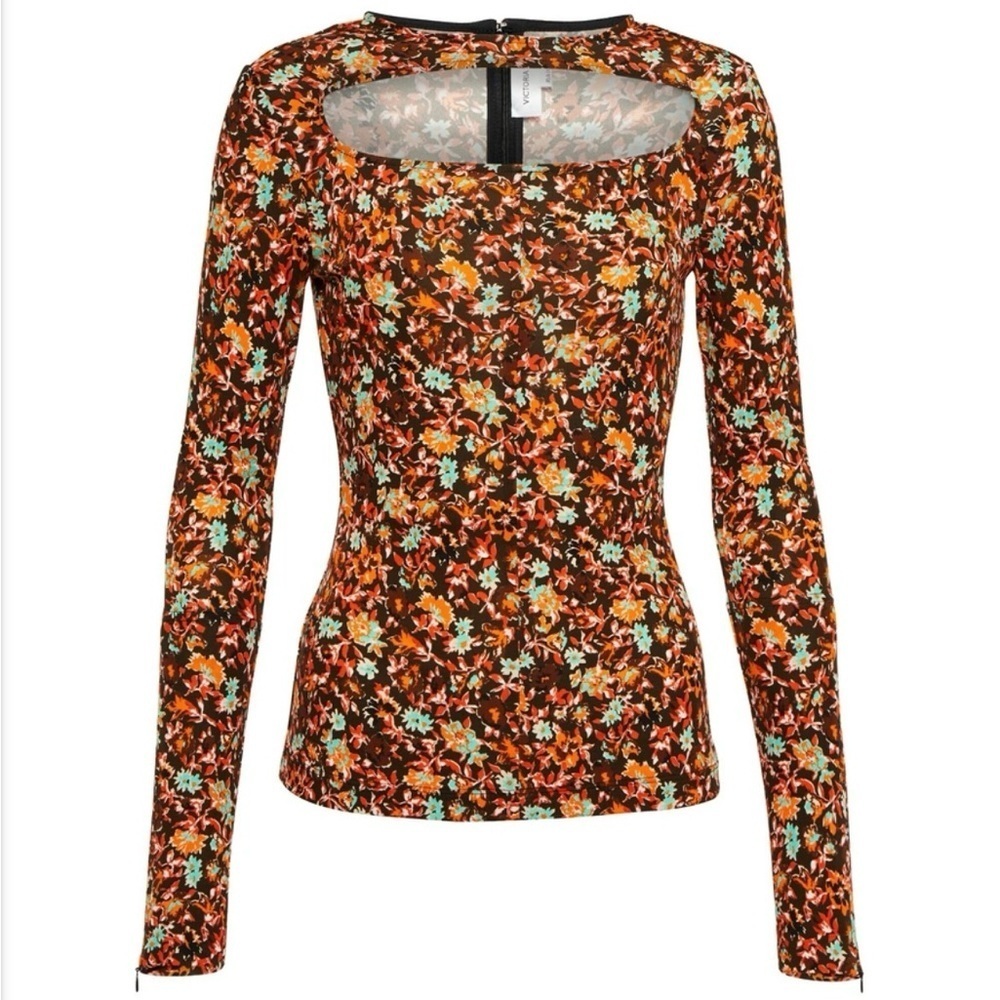 GUC Victoria Beckham- Floral Cutout Top in Multi Color. Size 0